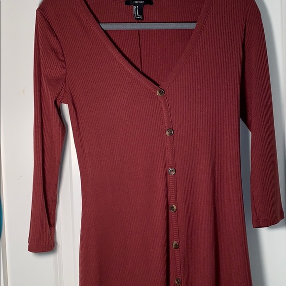 Long Sleeve Ribbed V-neck Mini dress - Picture 3 of 3